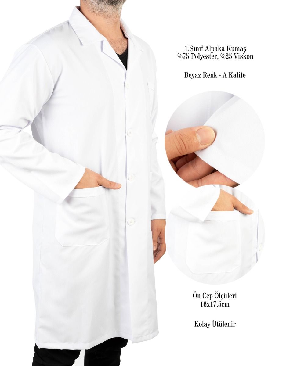 Beyaz Erkek Önlük, Öğretmen Doktor İş Önlüğü (Özelleştirilebilir) - istecanta.com