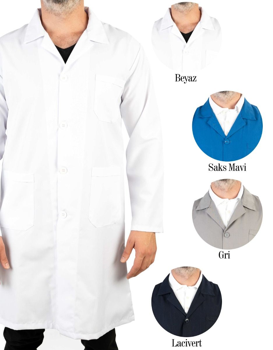 Beyaz Erkek Önlük, Öğretmen Doktor İş Önlüğü (Özelleştirilebilir) - istecanta.com