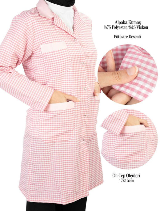Pötikare Kadın İş Önlük, Pembe Açık Yaka - istecanta.com