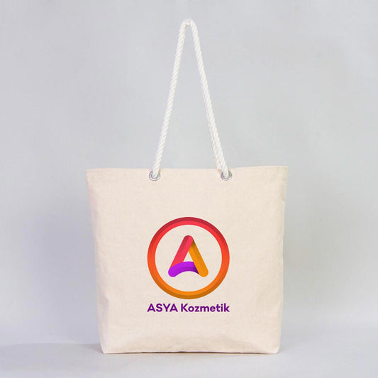 Kanvas Alışveriş Çantası - Halat Kulplu - istecanta.com