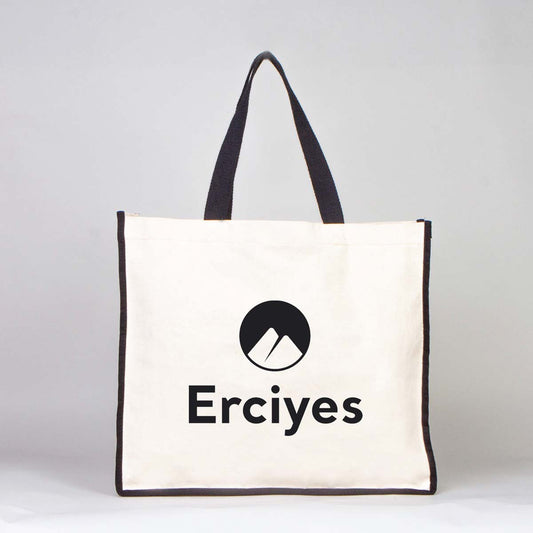 Kanvas Siyah Biyeli Alışveriş Çantası - istecanta.com