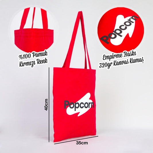 Kırmızı Promosyon Kanvas Çanta - 35x40cm - istecanta.com