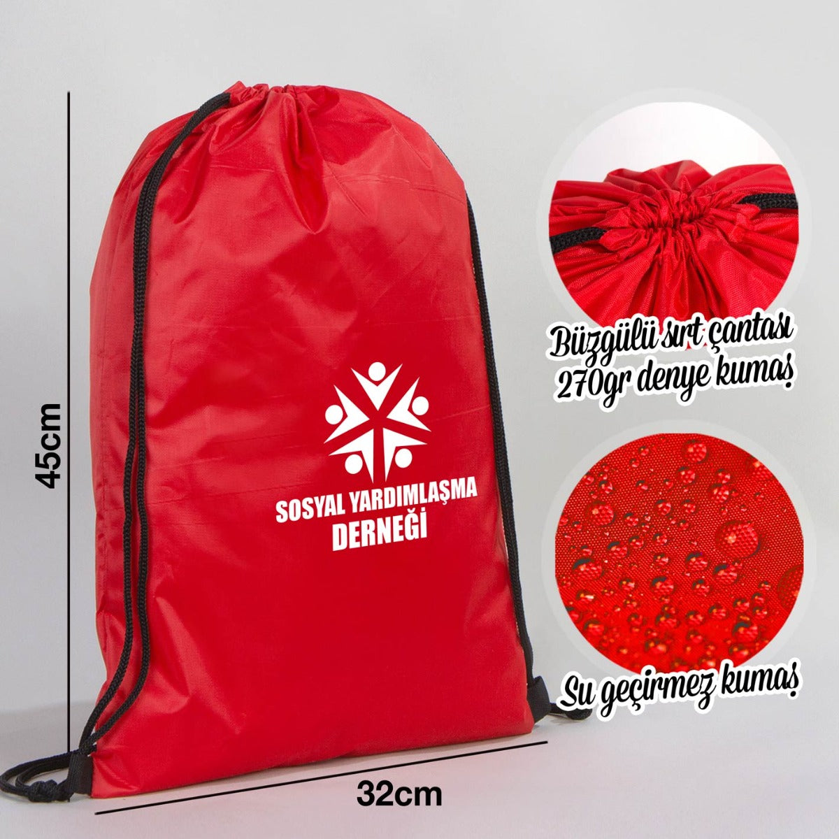 İmperteks Sırt Çantası 32x45 cm Kırmızı (Özelleştirilebilir) - istecanta.com