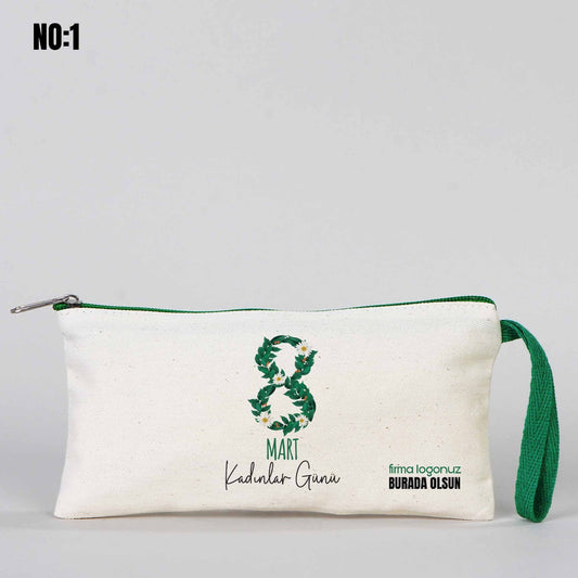 Kadınlar Günü Renkli Fermuarlı Kalemlik Çanta - 21x10 cm - istecanta.com