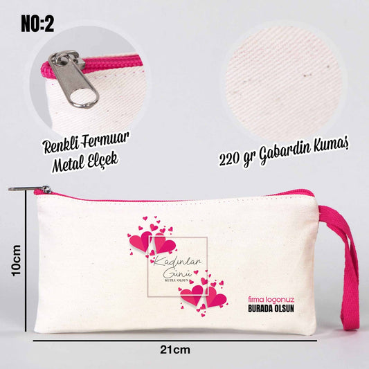 Kadınlar Günü Renkli Fermuarlı Kalemlik Çanta - 21x10 cm - istecanta.com