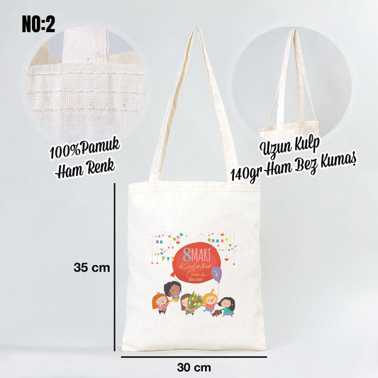 Kadınlar Günü Ham Bez Çanta 30x35 cm - Uzun Kulp - istecanta.com