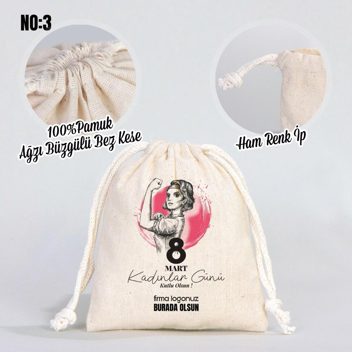 Kadınlar Günü Bez Kese 10x13 cm - istecanta.com