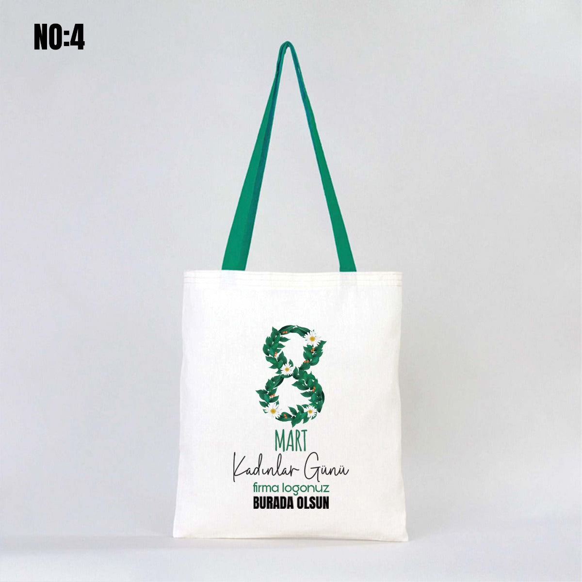 Kadınlar Günü Ham Bez Çanta 35x40 cm - Renkli Kulp - istecanta.com