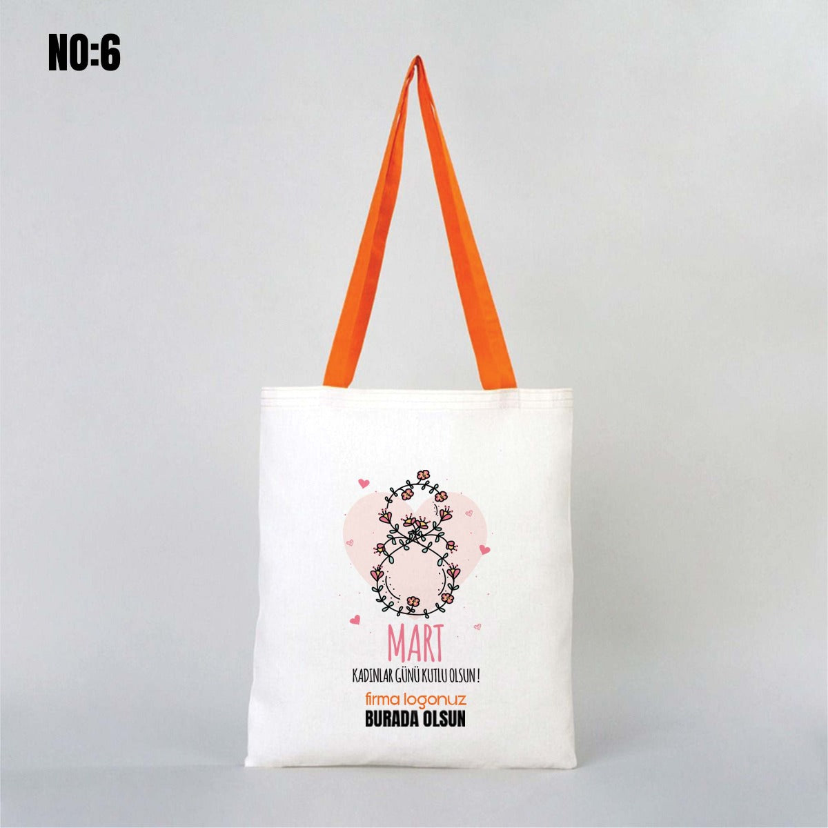 Kadınlar Günü Ham Bez Çanta 35x40 cm - Renkli Kulp - istecanta.com