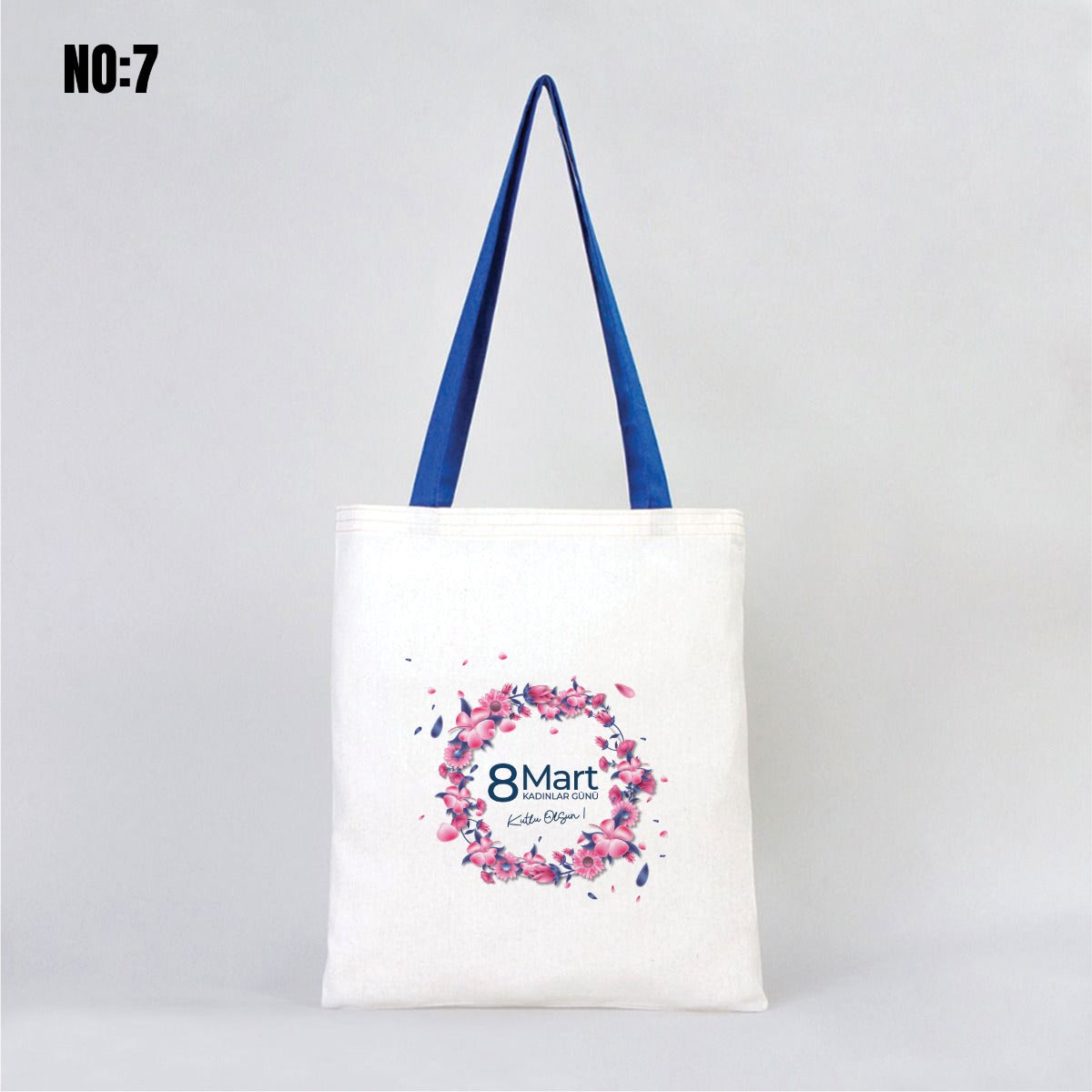 Kadınlar Günü Ham Bez Çanta 35x40 cm - Renkli Kulp - istecanta.com