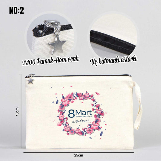 Kadınlar Günü Hediyesi Clutch Kanvas Çanta (25x18 cm) - istecanta.com