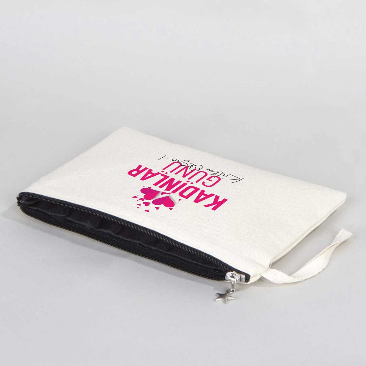Kadınlar Günü Hediyesi Clutch Kanvas Çanta (25x18 cm) - istecanta.com