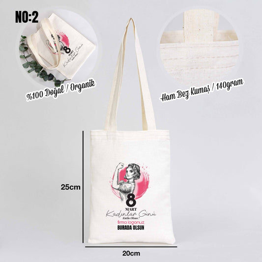 Kadınlar Günü Kitap Çantası - Ham Bez Çanta 20x25 cm - istecanta.com