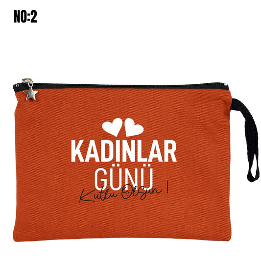 8 Mart Dünya Kadınlar Günü Clutch Kanvas Çanta (25x18 cm) - istecanta.com