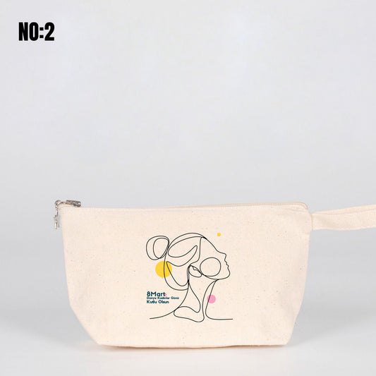 Kadınlar Günü Hediyelik Kanvas Kalemlik / Clutch - Körüklü 22x12x5 cm - istecanta.com