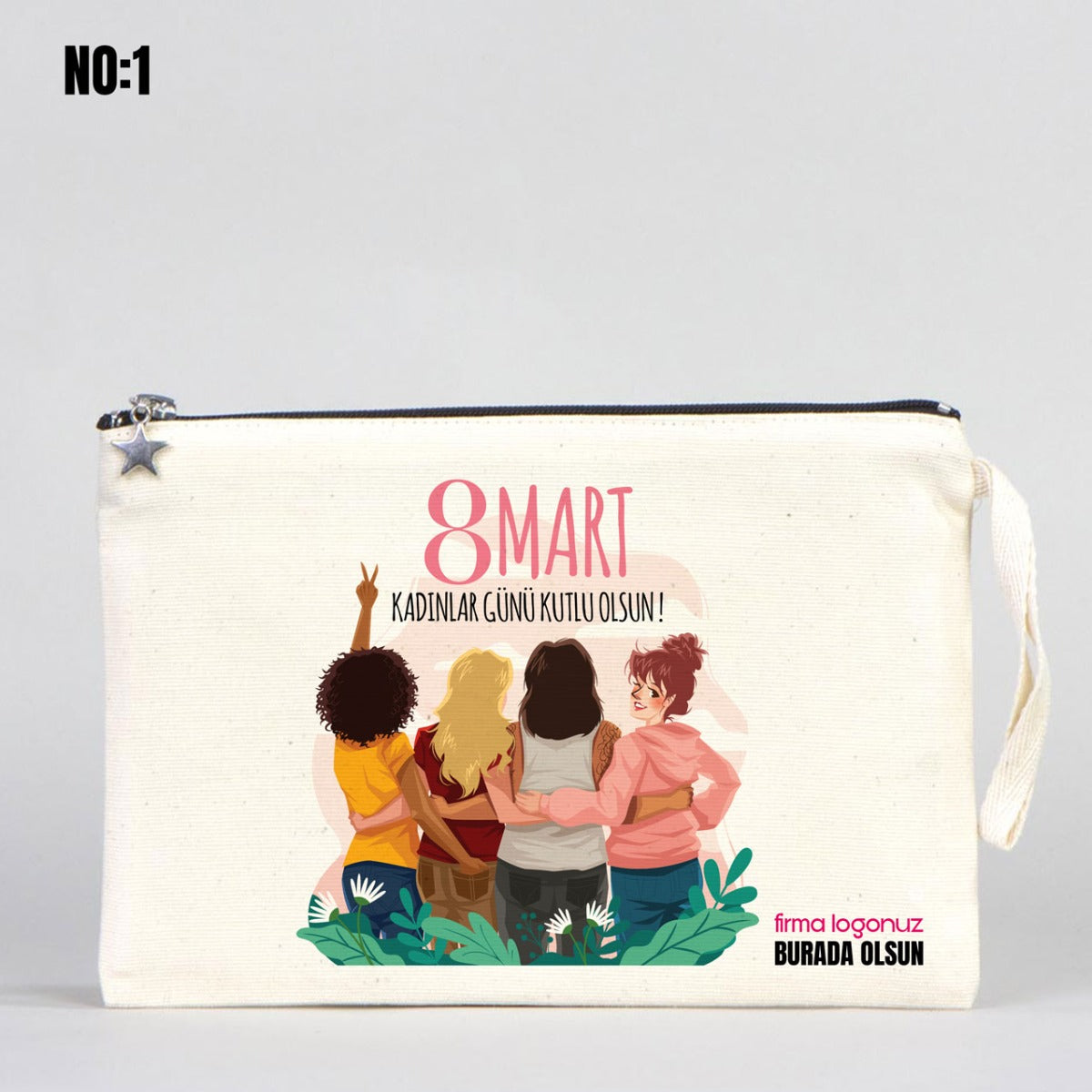 Kadınlar Günü Hediyesi Clutch Kanvas Çanta (25x18 cm) - istecanta.com