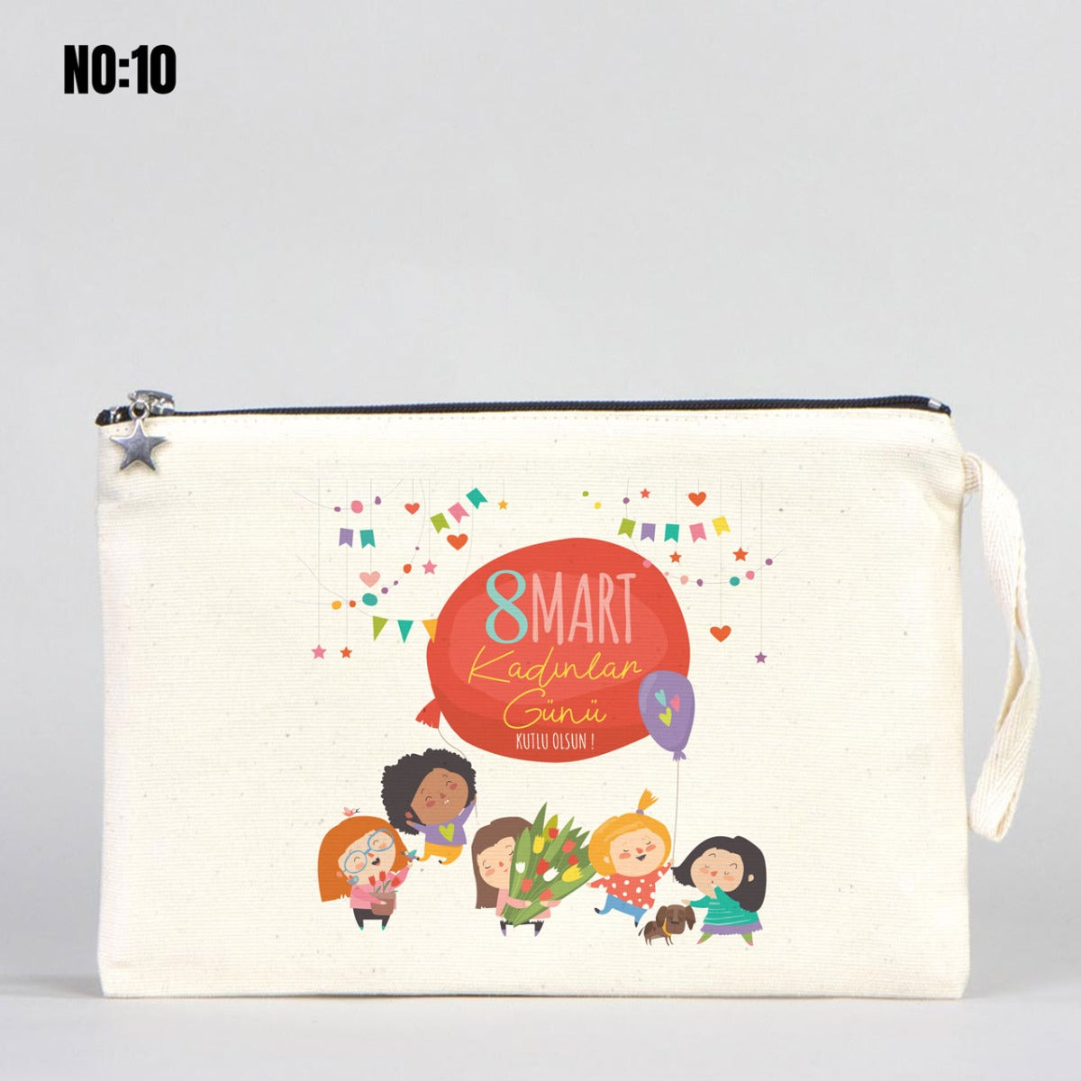 Kadınlar Günü Hediyesi Clutch Kanvas Çanta (25x18 cm) - istecanta.com