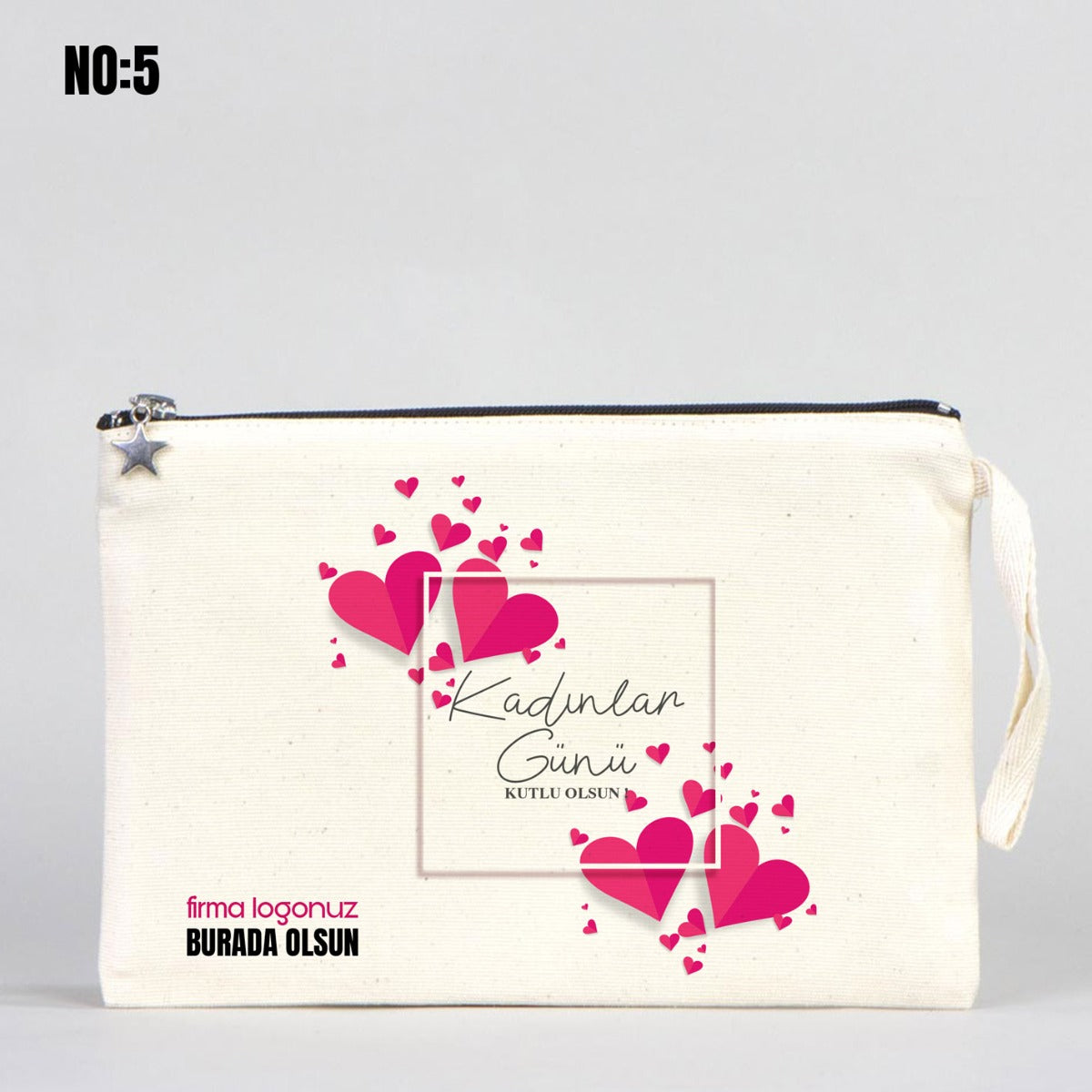 Kadınlar Günü Hediyesi Clutch Kanvas Çanta (25x18 cm) - istecanta.com