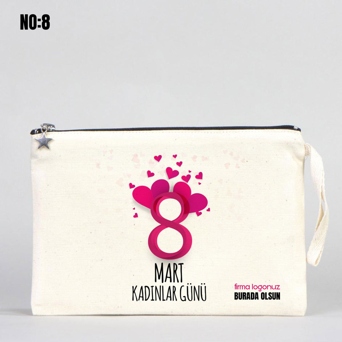 Kadınlar Günü Hediyesi Clutch Kanvas Çanta (25x18 cm) - istecanta.com