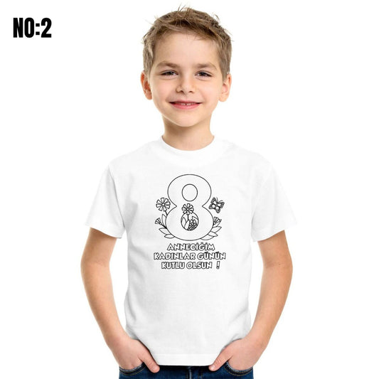 Kadınlar Gününe Özel Boyanabilir Çocuk Tişört - istecanta.com