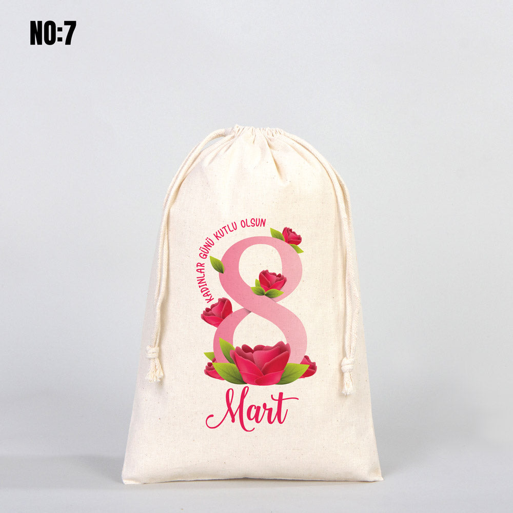 Kadınlar Günü Bez Kese 20x30 cm - istecanta.com