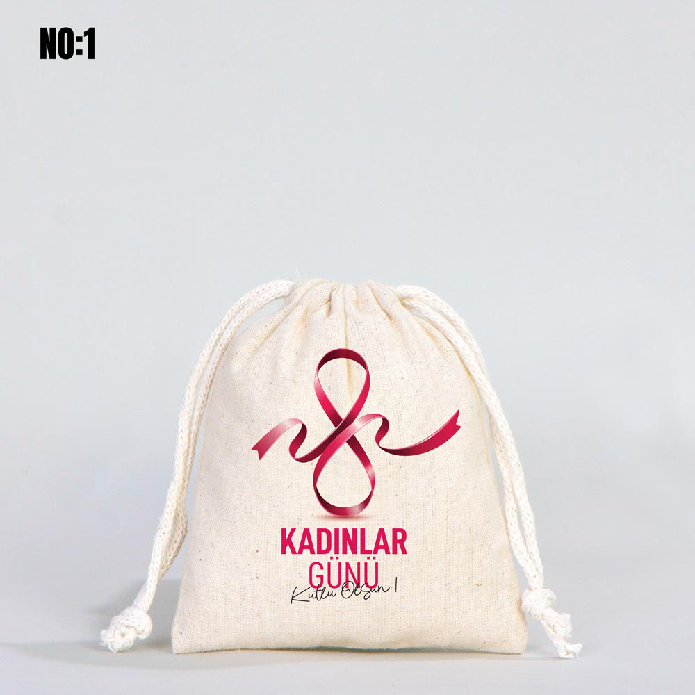 Kadınlar Günü Bez Kese 10x13 cm - istecanta.com