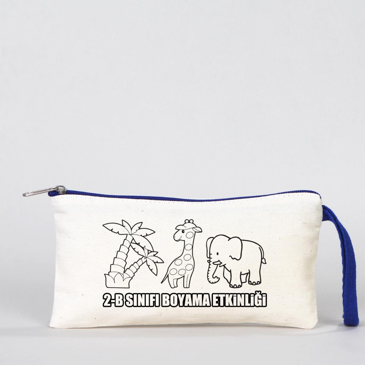 Bez Kalemlik Renkli Fermuar Saks Mavi-Özelleştirilebilir - istecanta.com