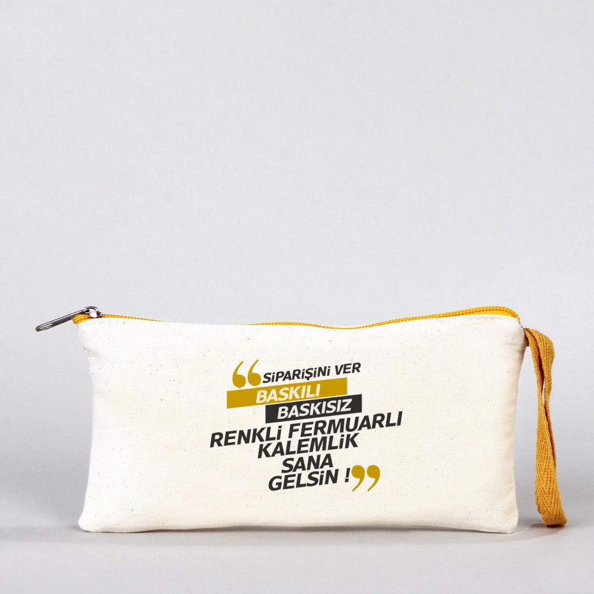 Bez Kalemlik Renkli Fermuar Sarı - Özelleştirilebilir - istecanta.com