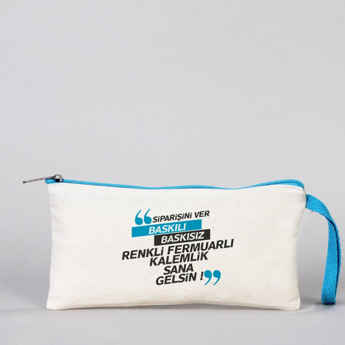 Bez Kalemlik Renkli Fermuar Turkuaz - Özelleştirilebilir - istecanta.com