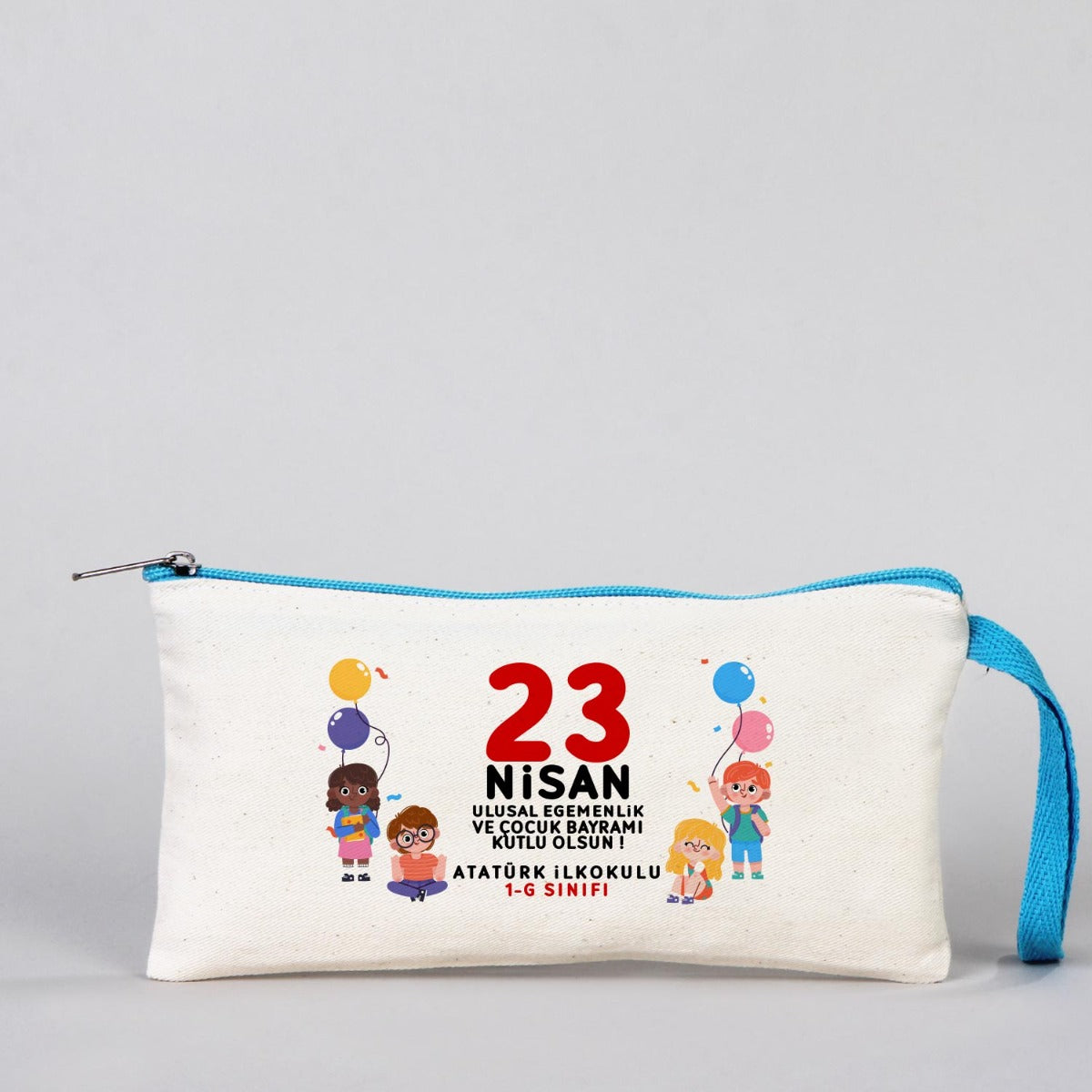 Bez Kalemlik Renkli Fermuar Turkuaz - Özelleştirilebilir - istecanta.com