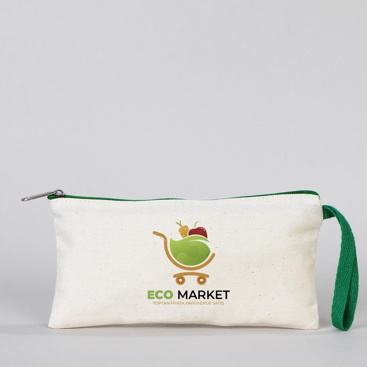 Bez Kalemlik Renkli Fermuar Yeşil - Özelleştirilebilir - istecanta.com