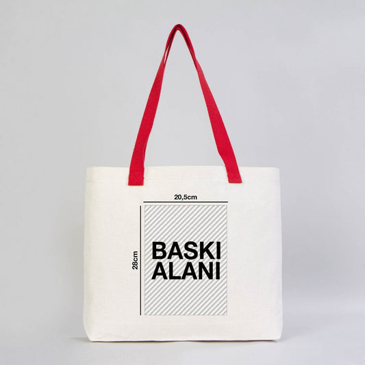 Modern Kanvas Çanta - Dıştan Kırmızı Örgü Kulp 45x35x8 cm (Özelleştirilebilir) - istecanta.com