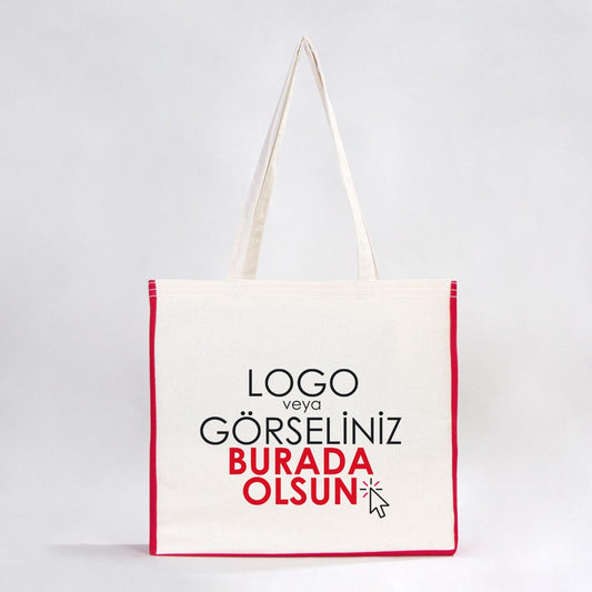 Classic Kanvas Çanta - Kırmızı Tam Körüklü 40x35x10 cm (Özelleştirilebilir) - istecanta.com