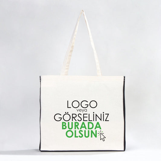 Classic Kanvas Çanta - Siyah Tam Körüklü 40x35x10 cm (Özelleştirilebilir) - istecanta.com