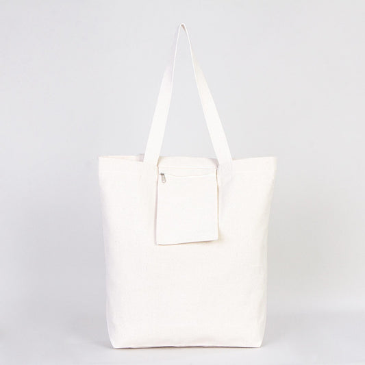 Kanvas Bez Çanta İç Cepli Örgü Kulp - 40x40x10 cm - istecanta.com