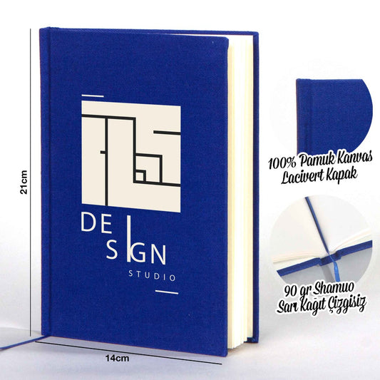 Kanvas Defter Lacivert 14x20 cm (Özelleştirilebilir) - istecanta.com