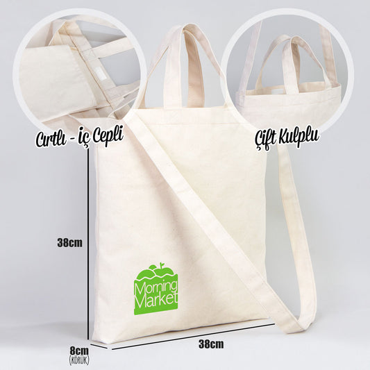 Kanvas Çift Kulplu Alışveriş Çantası - Market Çantası - istecanta.com