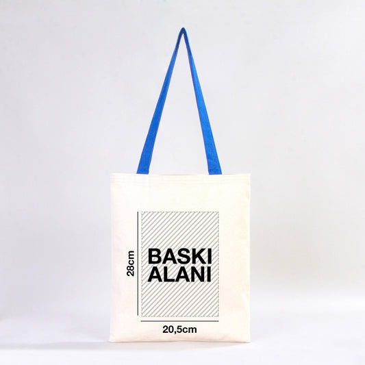 Kanvas Çanta Mavi Kulp 35x40 cm - İç Cepli (Özelleştirilebilir) - istecanta.com