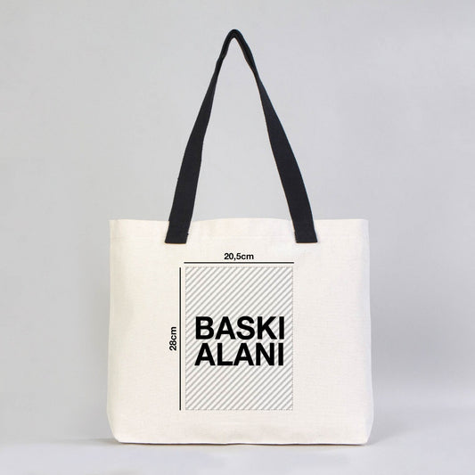 Modern Kanvas Çanta - Dıştan Siyah Örgü Kulp 45x35x8 cm (Özelleştirilebilir) - istecanta.com