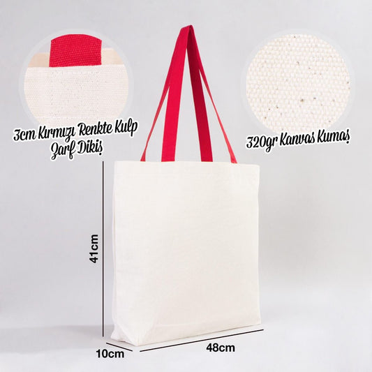Kanvas Plaj Çantası Renkli Kulp Set 48x41x10 cm - Her Üründen 1 Adet - istecanta.com
