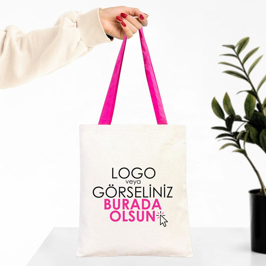 Kanvas Çanta Fuşya Kulp - İç Cepli (Özelleştirilebilir) - istecanta.com