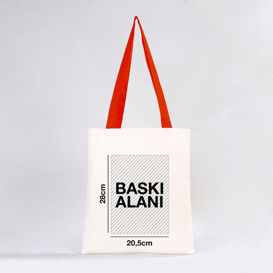 Kanvas Çanta Kırmızı Kulp - İç Cepli (Özelleştirilebilir) - istecanta.com