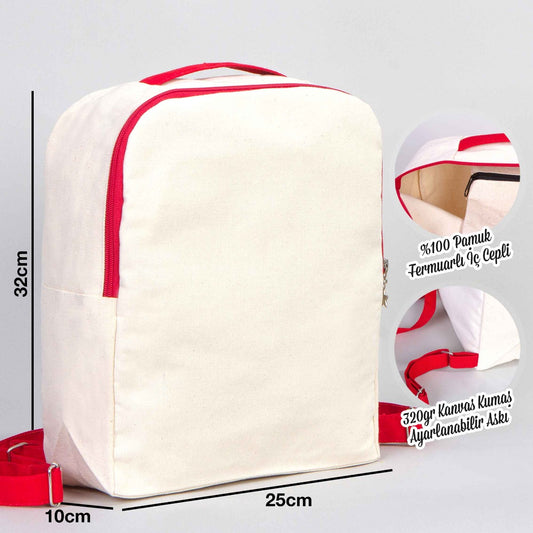 Kanvas Sırt Çantası VİP Kırmızı - 25x32x10cm - istecanta.com