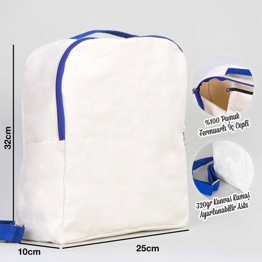 Kanvas Sırt Çantası VİP Saks Mavi - 25x32x10 cm - istecanta.com