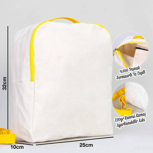 Kanvas Sırt Çantası VİP Sarı - 25x32x10 cm - istecanta.com