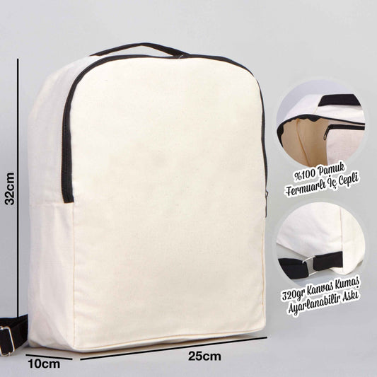 Kanvas Sırt Çantası VIP Siyah - 25x32x10 cm - istecanta.com