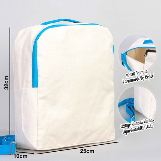 Kanvas Sırt Çantası VİP Turkuaz - 25x32x10 cm - istecanta.com