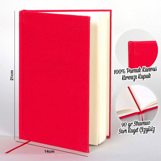 Kanvas Defter Kırmızı 14x20 cm - istecanta.com