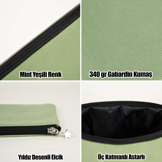 Clutch Çanta Mint Yeşili (25x18 cm) Astarlı - istecanta.com