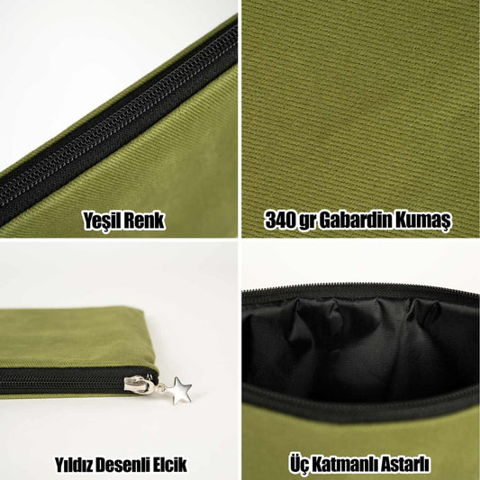 Clutch Çanta Yeşil (25x18 cm) Astarlı - istecanta.com